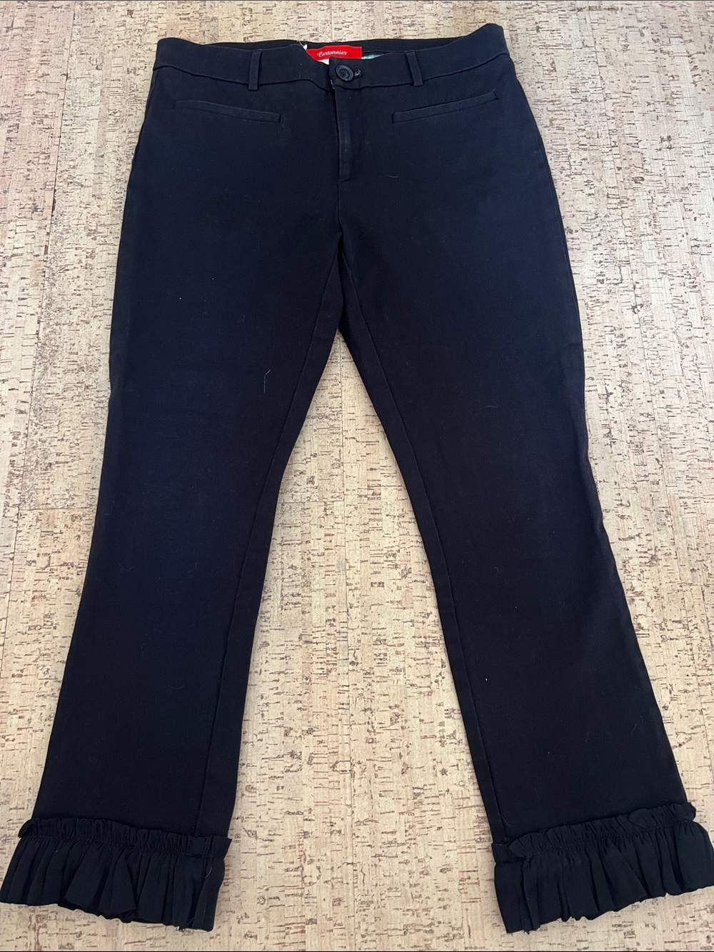 Cartonnier Black Ruffle Hem Dress Pants capri stretch size 6